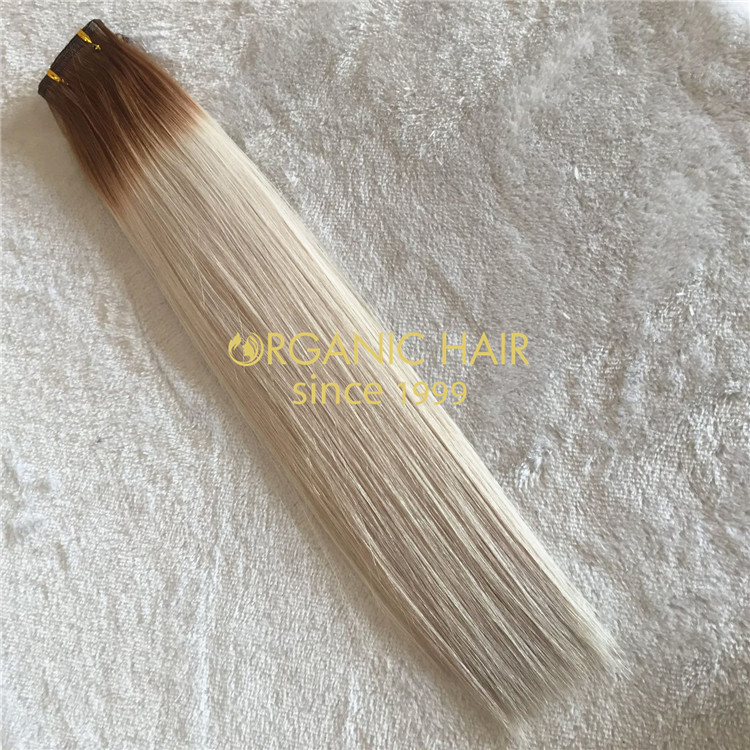 Customized new hair weft-T8/60A flat weft with beads A156
